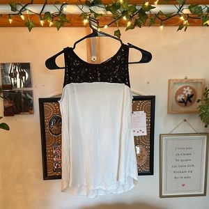 white and black lace tank